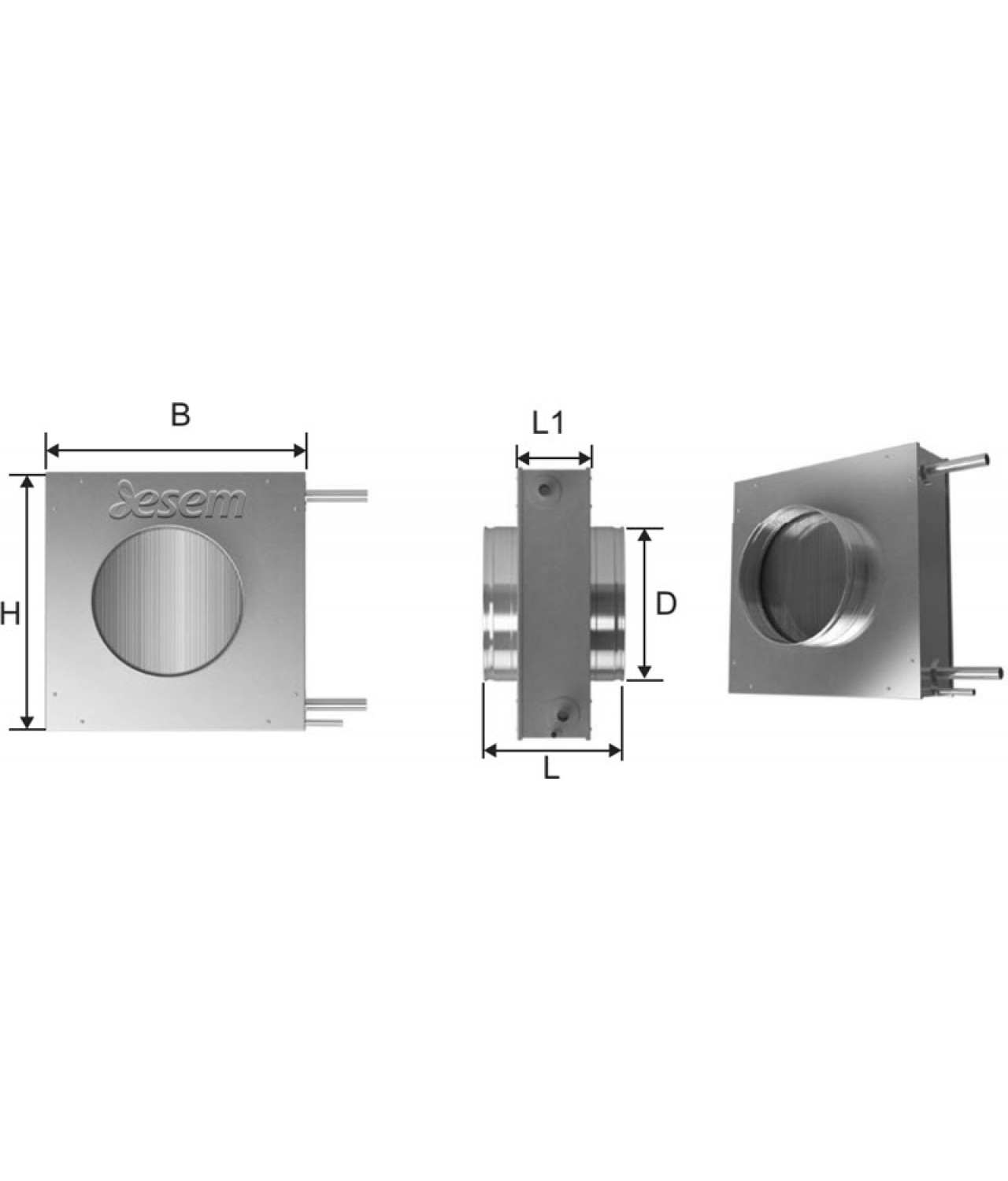 Circular duct water heaters-coolers DHCW - drawing