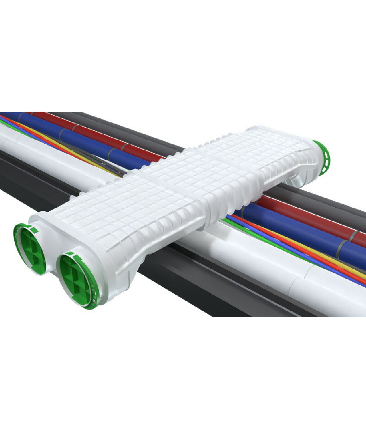 Use of antibacterial duct crossovers ANTI-B-VMK75-2-L where ducts pass through wires or pipes