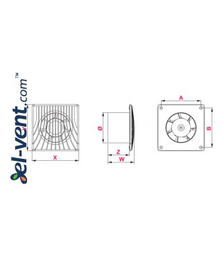 Bathroom exhaust fan EWA - drawing