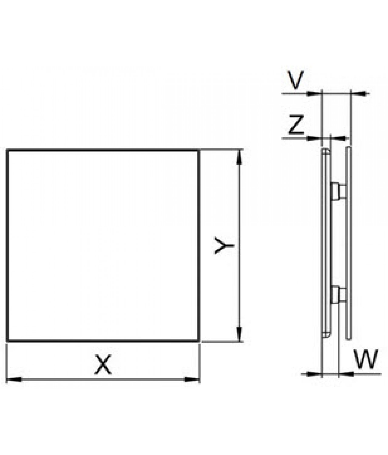Interjerinis dangtelis PTGB100M - TRAX GLASS black matte, brėžinys