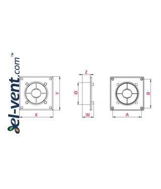 Mounting frame with connector for interior panel RWO100 white - drawing