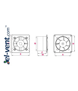 Bathroom fan with hygrostat, timer and ball bearings SISTEMA+100H, Ø100 mm - drawing No.1 Bathroom fan with hygrostat, timer and ball bearings SISTEMA+100H, Ø100 mm - drawing No.1