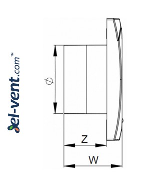 Bathroom fan with timer VECCO100T, Ø100 mm - drawing 2 Bathroom fan with timer VECCO100T, Ø100 mm - drawing 2