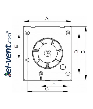 Bathroom fan with timer VECCO100T, Ø100 mm - drawing 3 Bathroom fan with timer VECCO100T, Ø100 mm - drawing 3