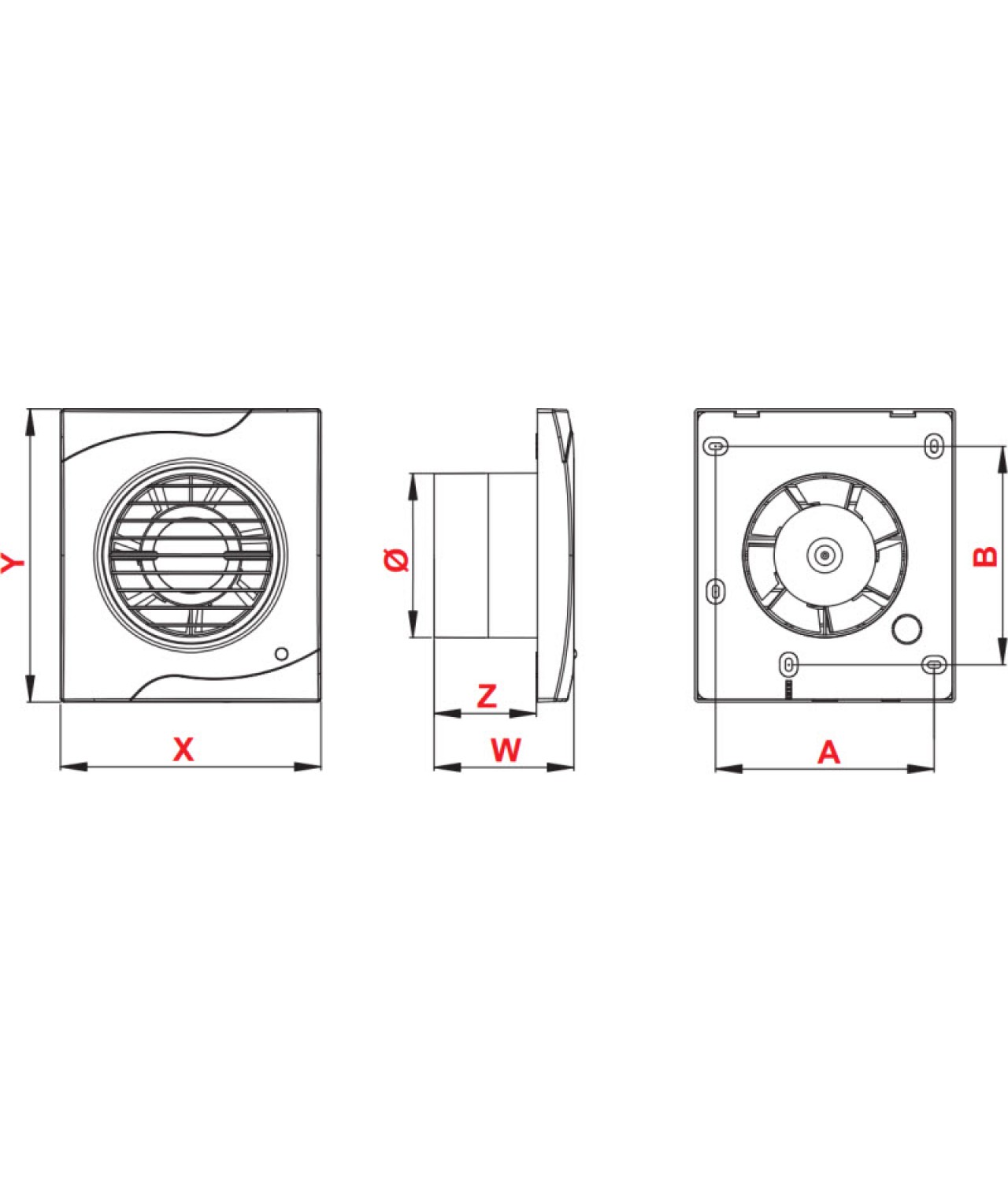 Вентилятор для ванной комнаты VECCO - чертеж