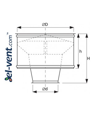 Roof ejector CDC315, Ø315 mm - drawing Roof ejector CDC315, Ø315 mm - drawing