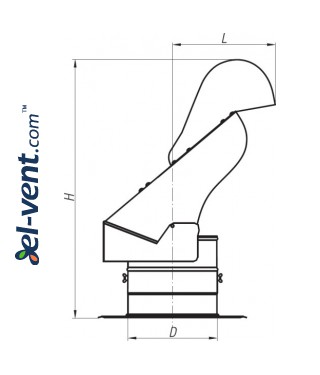 Spinning chimney cowl with ball bearings Flipper KDN300P Ø300 mm - drawing No.1 Spinning chimney cowl with ball bearings Flipper KDN300P Ø300 mm - drawing No.1