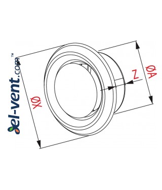Stainless steel diffuser EDNU100, Ø100 mm - drawing Stainless steel diffuser EDNU100, Ø100 mm - drawing