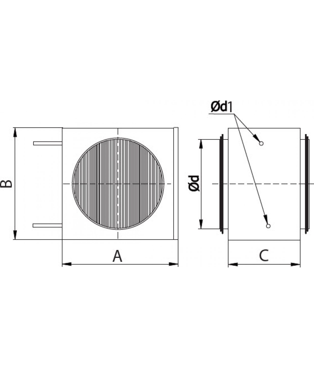 Circular duct water heaters HDW - drawing