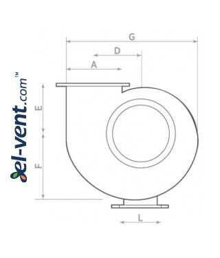 Centrifugal fans with polypropylene body CAI ≤6500 m³/h - drawing Centrifugal fans with polypropylene body CAI ≤6500 m³/h - drawing