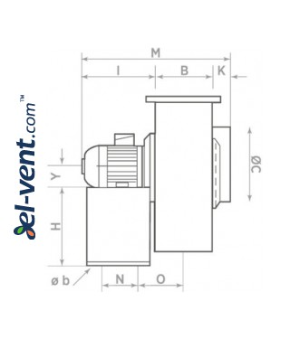 Centrifugal fans with polypropylene body CAI ≤6500 m³/h - drawing 2 Centrifugal fans with polypropylene body CAI ≤6500 m³/h - drawing 2