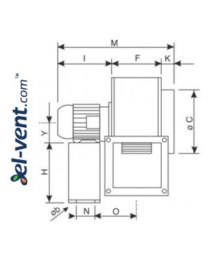 Silenced centrifugal fans CS ≤9500 m³/h - drawing No.2 Silenced centrifugal fans CS ≤9500 m³/h - drawing No.2