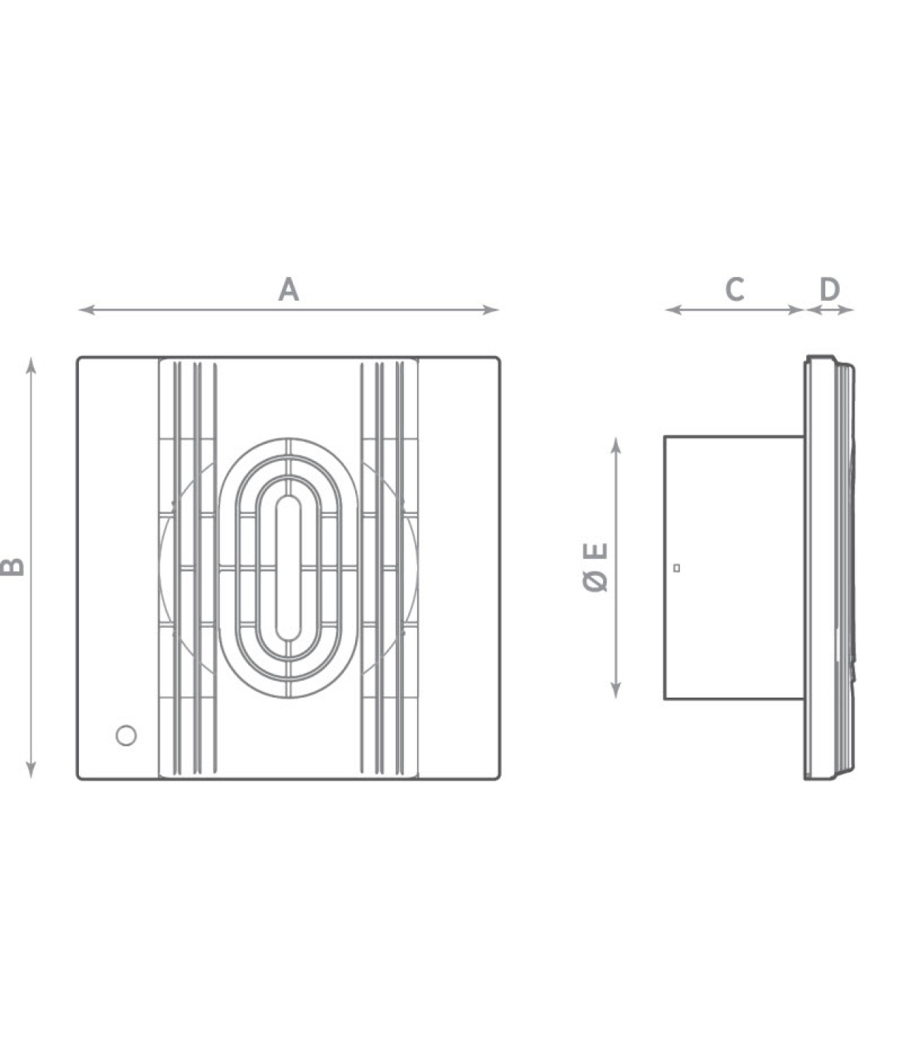 Bathroom fan with automatic shutter, motion sensor, timer and ball bearings IN A 15/6 PIR BB, Ø150 mm - drawing