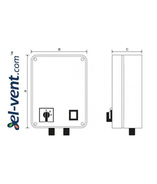 Ventiliatoriaus greičio reguliatorius RGT 1 1.0 A, 700 VA - brėžinys Ventiliatoriaus greičio reguliatorius RGT 1 1.0 A, 700 VA - brėžinys