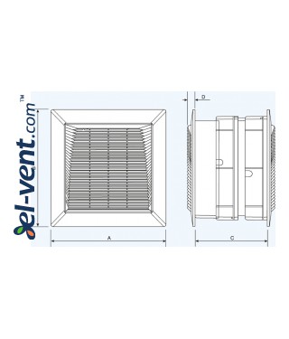 Wall fan with automatic shutter SMART - drawing 2 Wall fan with automatic shutter SMART - drawing 2