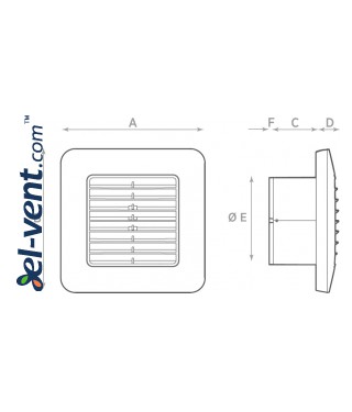 Exhaust fan with timer UNICO10/4T 12V SELV, Ø100 mm - drawing Exhaust fan with timer UNICO10/4T 12V SELV, Ø100 mm - drawing