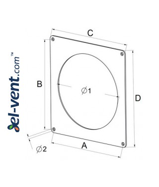 Wall duct adapter EKO150-27, Ø150 mm - drawing Wall duct adapter EKO150-27, Ø150 mm - drawing