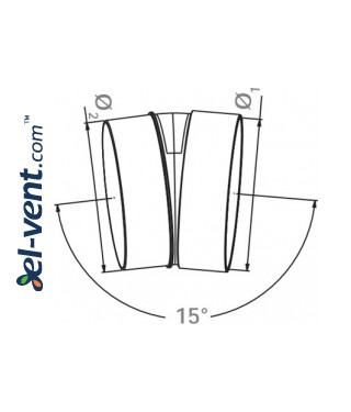 Duct elbow EKO100-23/15, Ø100 mm, 15° - drawing Duct elbow EKO100-23/15, Ø100 mm, 15° - drawing