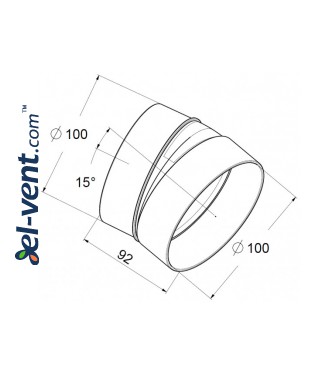 Duct elbow EKO100-23/15, Ø100 mm, 15° - drawing Duct elbow EKO100-23/15, Ø100 mm, 15° - drawing