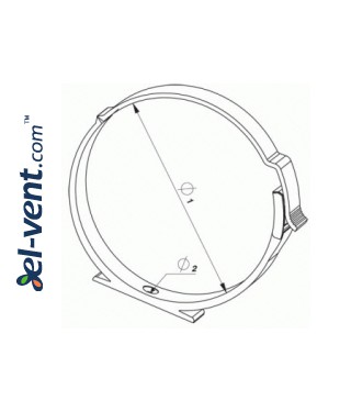 Pipe hanger EKO125-28, Ø125 mm - drawing Pipe hanger EKO125-28, Ø125 mm - drawing