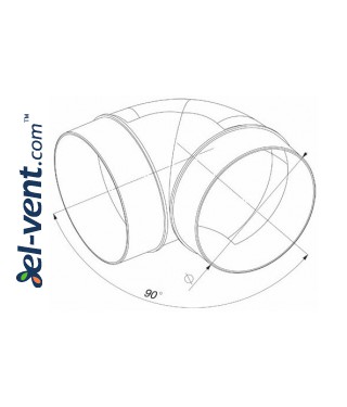 Duct elbow EKO150-23, Ø150 mm, 90° - drawing Duct elbow EKO150-23, Ø150 mm, 90° - drawing