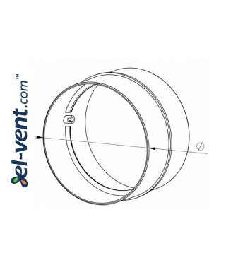 Round duct connector EKO150-21, Ø150 mm - drawing Round duct connector EKO150-21, Ø150 mm - drawing