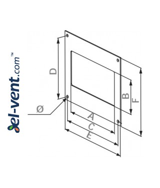 Sieninė jungtis ortakiui EKO204-27, 60x204 mm - brėžinys Sieninė jungtis ortakiui EKO204-27, 60x204 mm - brėžinys