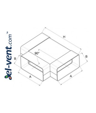 T-piece EKO75-26, 75x150 mm - drawing T-piece EKO75-26, 75x150 mm - drawing