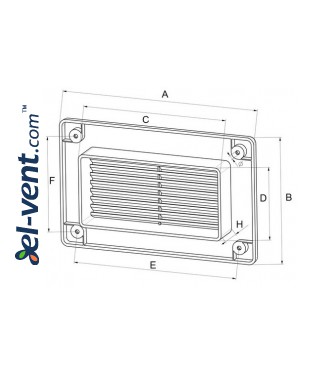 Ventiliacinės grotelės EKO75-30BR, 75x150 mm - brėžinys Ventiliacinės grotelės EKO75-30BR, 75x150 mm - brėžinys