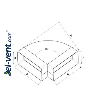 Horizontal elbow EKO120-24/90, 60x120 mm, 90° - drawing Horizontal elbow EKO120-24/90, 60x120 mm, 90° - drawing
