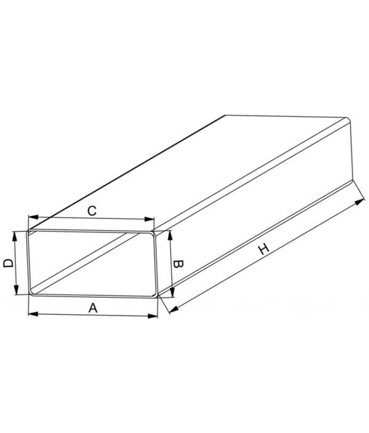 Plastic flat ducts EKO-P - drawing