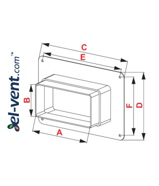 Wall duct adapter KPW, 60x120 mm - drawing