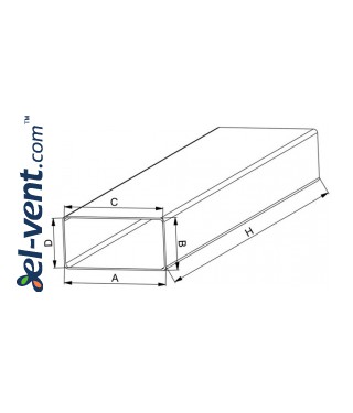 Plastic duct EKO75-15, 1.5 m, 75x150 mm, 1 Plastic duct EKO75-15, 1.5 m, 75x150 mm, 1