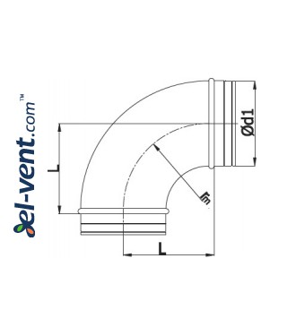 90° duct elbow drawing