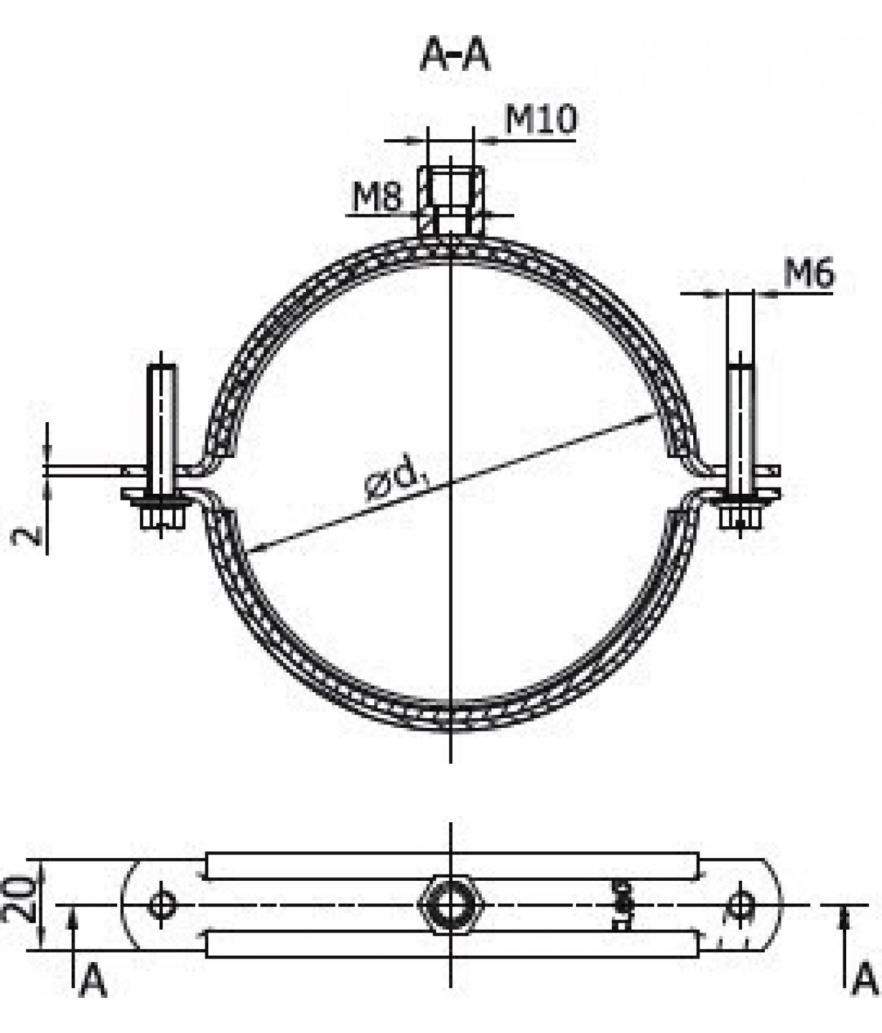 Duct clamps, hangers OL - drawing