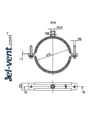 Duct clamps, hangers OL - drawing