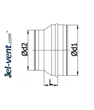 Pipe reducer ER125/100, Ø125-100 mm - drawing Pipe reducer ER125/100, Ø125-100 mm - drawing