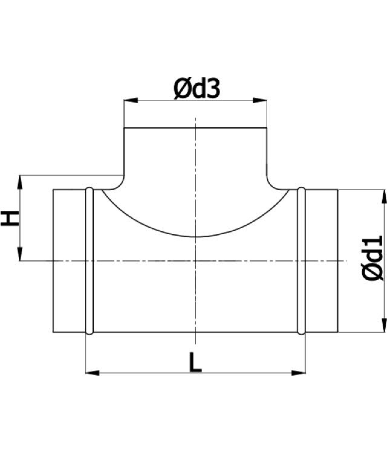 T pieces for ducts TT - drawing