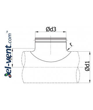 Pipe saddle tap EBAG315/315, Ø315 mm - drawing Pipe saddle tap EBAG315/315, Ø315 mm - drawing