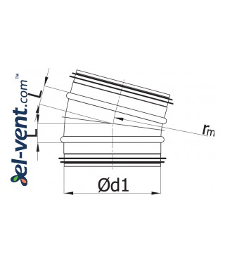 Elbow EAGS315/15, Ø315 mm, 15° - drawing Elbow EAGS315/15, Ø315 mm, 15° - drawing