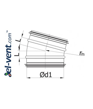 Elbow EAG125/15, Ø125 mm, 15° - drawing Elbow EAG125/15, Ø125 mm, 15° - drawing