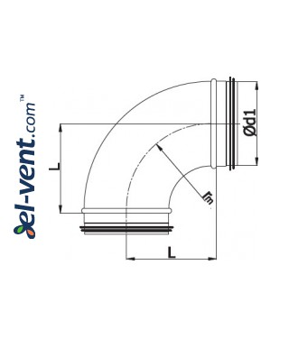 Elbow EAG125/90, Ø125 mm, 90° - drawing Elbow EAG125/90, Ø125 mm, 90° - drawing