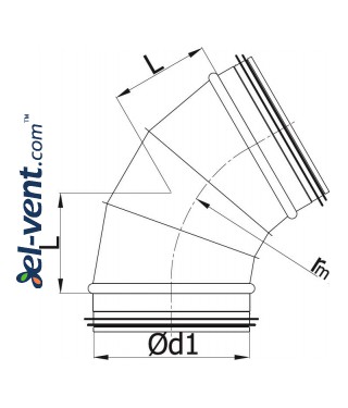 Elbow EAGS315/60, Ø315 mm, 60° - drawing Elbow EAGS315/60, Ø315 mm, 60° - drawing