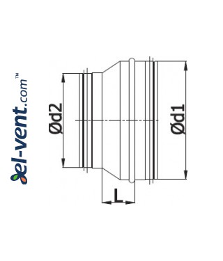 Duct reducer ERG315/250, Ø315-250 mm - drawing Duct reducer ERG315/250, Ø315-250 mm - drawing