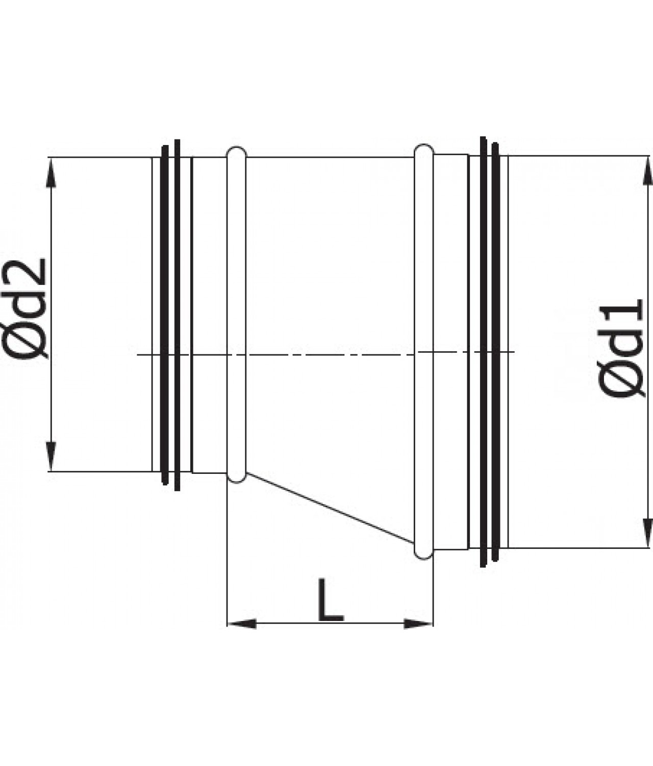 Asymmetric reducers for ducts ARG - drawing
