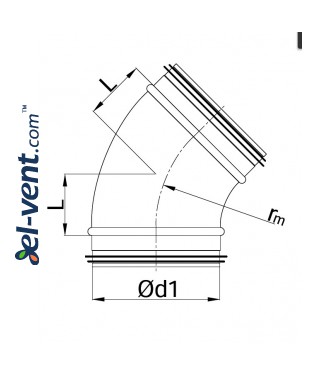 Elbow EAG080/45, Ø80 mm, 45° - drawing Elbow EAG080/45, Ø80 mm, 45° - drawing