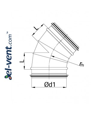 Elbow EAGS400/45, Ø400 mm, 45° - drawing Elbow EAGS400/45, Ø400 mm, 45° - drawing