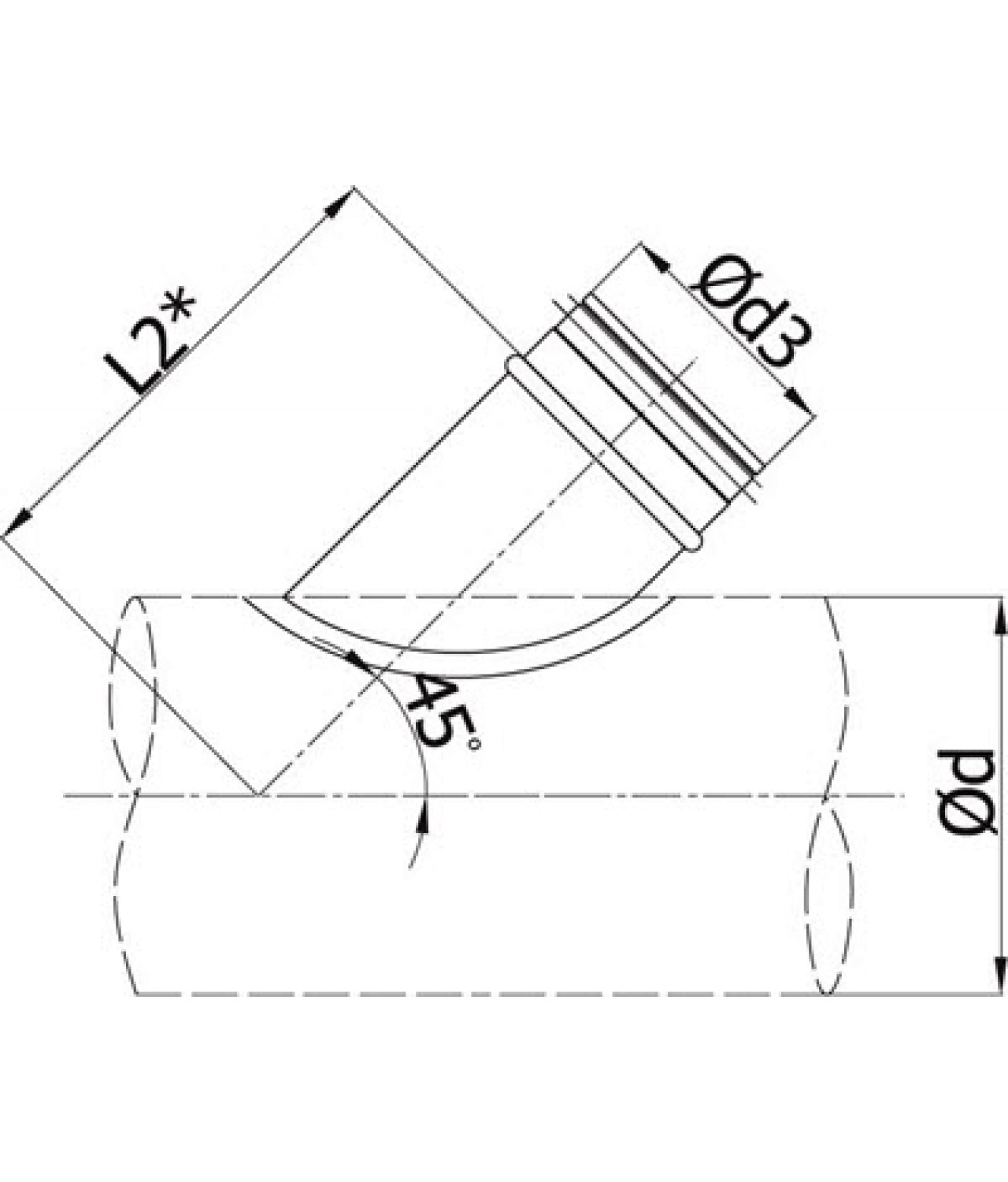 45° pipe saddle taps BAG45 - drawing