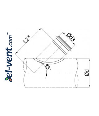 45° седловые отводы для воздуховодов BAG45 - чертеж