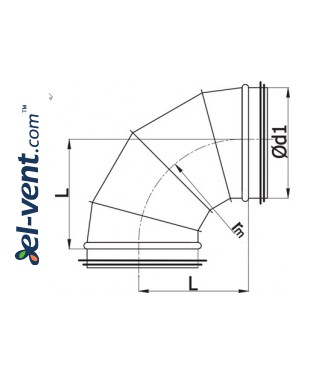 Duct bends shortened segmented 90° - drawing